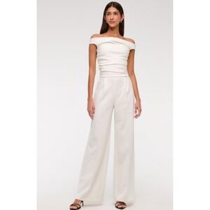 Abercrombie Fitch Womens White Cowl Neck Wide Leg Jumpsuit Size M